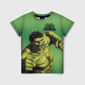 Детская футболка 3D с принтом Hulk в Рязани, 100% гипоаллергенный полиэфир | прямой крой, круглый вырез горловины, длина до линии бедер, чуть спущенное плечо, ткань немного тянется | avengers | bruce banner | hulk | marvel | vdzabma | брюс баннер | комикс | марвел | мстители | халк