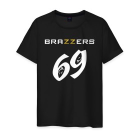 Мужская футболка хлопок с принтом Brazzers 69 в Рязани, 100% хлопок | прямой крой, круглый вырез горловины, длина до линии бедер, слегка спущенное плечо. | Тематика изображения на принте: brazzers | бразерс | браззерс | братья | звезда | куни | миньет | надпись | прикол | проно хуб | с