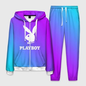 Мужской костюм 3D с принтом PLAYBOY в Рязани, 100% полиэстер | Манжеты и пояс оформлены тканевой резинкой, двухслойный капюшон со шнурком для регулировки, карманы спереди | Тематика изображения на принте: brand | brazzers | faketaxi | hub | mode | playboy | бразерс | бренд | мода | фейк такси