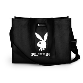 Сумка-шоппер 3D с принтом PLAYBOY в Рязани, 100% полиэстер | застегивается на металлическую кнопку; внутренний карман застегивается на молнию. Стенки укреплены специальным мягким материалом, чтобы защитить содержимое от несильных ударов
 | brand | brazzers | faketaxi | hub | mode | playboy | бразерс | бренд | мода | фейк такси