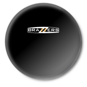 Значок с принтом БРАЗЗЕРС ЛОГО | BRAZZERS LOGO (Z) в Рязани,  металл | круглая форма, металлическая застежка в виде булавки | brand | brazzers | fake taxi | faketaxi | hub | mode | playboy | бразерс | бренд | мода | фейк такси