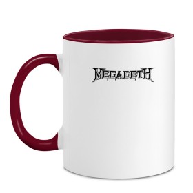 Кружка двухцветная с принтом Megadeth в Рязани, керамика | объем — 330 мл, диаметр — 80 мм. Цветная ручка и кайма сверху, в некоторых цветах — вся внутренняя часть | dave mustaine | megadeth | music | rock | дирк вербурен | дэвид эллефсон | дэйв мастейн | кико лоурейро | мегадеф | музыка | рок | трэш метал | хард рок | хеви метал