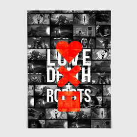 Постер с принтом LOVE DEATH ROBOTS (LDR) в Рязани, 100% бумага
 | бумага, плотность 150 мг. Матовая, но за счет высокого коэффициента гладкости имеет небольшой блеск и дает на свету блики, но в отличии от глянцевой бумаги не покрыта лаком | death | fantastic | future | ldr | love | love death and robots | love death robots | netflix | robots | sci fi | будущее | лдр | любовь | нетфликс | роботы | фантастика