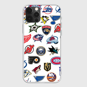 Чехол для iPhone 12 Pro с принтом NHL PATTERN в Рязани, силикон | область печати: задняя сторона чехла, без боковых панелей | anaheim ducks | arizona coyotes | boston bruins | buffalo sabres | calgary flames | canadiens de montreal | carolina hurricanes | chicago blackhawks | colorado avalanche | columbus blue jackets | dallas stars | detroit red wings | edmonton oil | hockey | 