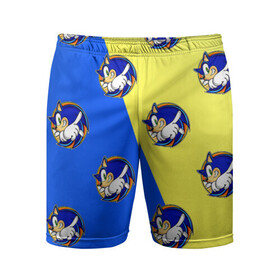 Мужские шорты спортивные с принтом Sonic - Соник в Рязани,  |  | doodling | textures | tiles | дудлинг | ежик | персонаж | соник | тайлы | текстуры | фон