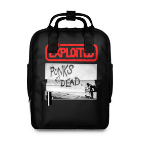 Женский рюкзак 3D с принтом Punks Not Dead в Рязани, 100% полиэстер | лямки с регулируемой длиной, сверху ручки, чтобы рюкзак нести как сумку. Основное отделение закрывается на молнию, как и внешний карман. Внутри два дополнительных кармана, один из которых закрывается на молнию. По бокам два дополнительных кармашка, куда поместится маленькая бутылочка
 | art | punk | punks not dead | rock | sons of anarchy | анархия | арт | группа | егор летов | логотип | музыка | надпись | панк | панк рок | прикольная | рок | свобода | хаос