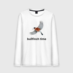 Мужской лонгслив хлопок с принтом Bullfinch time в Рязани, 100% хлопок |  | Тематика изображения на принте: bird | bullfinch | wings | летать | полет | птица | снегирь