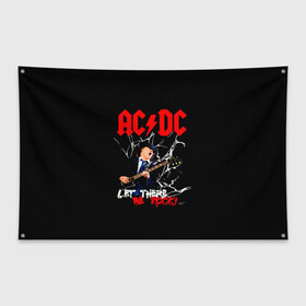 Флаг-баннер с принтом AC DC let there be rock! в Рязани, 100% полиэстер | размер 67 х 109 см, плотность ткани — 95 г/м2; по краям флага есть четыре люверса для крепления | ac dc | acdc | acdc ас дс | angus | back in black | highway to hell | mckinnon | young | австралийская | ангус янг | ас дс | асдс | блюз | в форме | гитара | группа | крис слэйд | метал | молния | музыка | п | певец | рок | рок н ролл