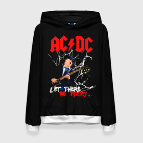 Женская толстовка 3D с принтом AC/DC let there be rock! в Рязани, 100% полиэстер  | двухслойный капюшон со шнурком для регулировки, мягкие манжеты на рукавах и по низу толстовки, спереди карман-кенгуру с мягким внутренним слоем. | ac dc | acdc | acdc ас дс | angus | back in black | highway to hell | mckinnon | young | австралийская | ангус янг | ас дс | асдс | блюз | в форме | гитара | группа | крис слэйд | метал | молния | музыка | п | певец | рок | рок н ролл