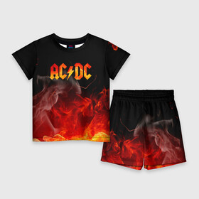 Детский костюм с шортами 3D с принтом AC DC в Рязани,  |  | ac dc | acdc | acdc ас дс | angus | back in black | highway to hell | mckinnon | young | австралийская | ангус янг | ас дс | асдс | блюз | в форме | гитара | группа | крис слэйд | метал | молния | музыка | п | певец | рок | рок н ролл