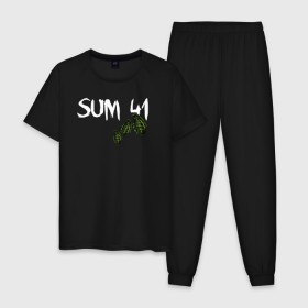 Мужская пижама хлопок с принтом Sum 41 в Рязани, 100% хлопок | брюки и футболка прямого кроя, без карманов, на брюках мягкая резинка на поясе и по низу штанин
 | order in decline | punk | punk rock | rock | sum 41 | sum41 | марк спиколак | панк рок | поп панк | рок | рок группа | сам фоти уан