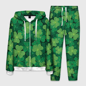 Мужской костюм 3D с принтом Ирландский клевер в Рязани, 100% полиэстер | Манжеты и пояс оформлены тканевой резинкой, двухслойный капюшон со шнурком для регулировки, карманы спереди | clover | day | ireland.lucky | irish | patrick | patricks | shamrock | день | зеленая | зеленый | ирландский | клевер | купить | патрик | патрика | святого | святой