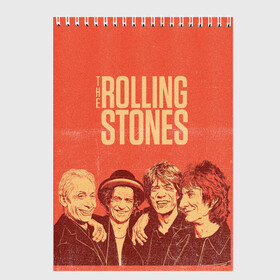 Скетчбук с принтом The Rolling Stones в Рязани, 100% бумага
 | 48 листов, плотность листов — 100 г/м2, плотность картонной обложки — 250 г/м2. Листы скреплены сверху удобной пружинной спиралью | mick jagger | music | rock | rolling stones | музыка | рок