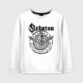 Детский лонгслив хлопок с принтом Sabaton в Рязани, 100% хлопок | круглый вырез горловины, полуприлегающий силуэт, длина до линии бедер | battle | panzerkampf | primo victoria | sabaton | the art of war | the great war | атака мертвецов | бисмарк | броден | войны | группа | йоаким | латный ботинок | метал | ночные ведьмы | пауэр | рок | рыцарские доспехи | сабатон