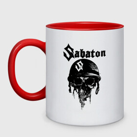 Кружка двухцветная с принтом Sabaton в Рязани, керамика | объем — 330 мл, диаметр — 80 мм. Цветная ручка и кайма сверху, в некоторых цветах — вся внутренняя часть | battle | panzerkampf | primo victoria | sabaton | the art of war | the great war | атака мертвецов | бисмарк | броден | войны | группа | йоаким | латный ботинок | метал | ночные ведьмы | пауэр | рок | рыцарские доспехи | сабатон