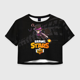 Женская футболка Crop-top 3D с принтом Brawl stars Mortis Мортис в Рязани, 100% полиэстер | круглая горловина, длина футболки до линии талии, рукава с отворотами | brawl | brawl stars | brawlstars | brawl_stars | jessie | mortis | бравл | бравлстарс | ворон | мортис