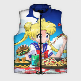 Мужской жилет утепленный 3D с принтом Пицца Мун в Рязани,  |  | anime | food | japan | manga | pizza | sailor moon | аниме | девочка | девушка | еда | лунная призма | манга | пицца | сейлор мун | сэйлор мун | япония