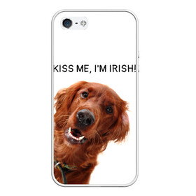 Чехол для iPhone 5/5S матовый с принтом Ирландский сеттер в Рязани, Силикон | Область печати: задняя сторона чехла, без боковых панелей | Тематика изображения на принте: irish | kiss me | kiss me im irish | ирландец | ирландия | ирландский | ирландский сеттер | красный сеттер | поцелуй меня я ирландец | рыжий сеттер | сеттер