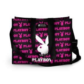 Сумка-шоппер 3D с принтом PLAYBOY в Рязани, 100% полиэстер | застегивается на металлическую кнопку; внутренний карман застегивается на молнию. Стенки укреплены специальным мягким материалом, чтобы защитить содержимое от несильных ударов
 | brand | brazzers | fake taxi | faketaxi | hub | mode | playboy | бразерс | бренд | мода | фейк такси