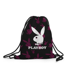 Рюкзак-мешок 3D с принтом PLAYBOY в Рязани, 100% полиэстер | плотность ткани — 200 г/м2, размер — 35 х 45 см; лямки — толстые шнурки, застежка на шнуровке, без карманов и подкладки | brand | brazzers | fake taxi | faketaxi | hub | mode | playboy | бразерс | бренд | мода | фейк такси