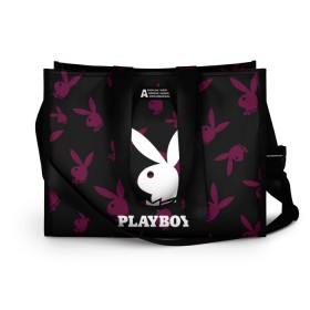 Сумка-шоппер 3D с принтом PLAYBOY в Рязани, 100% полиэстер | застегивается на металлическую кнопку; внутренний карман застегивается на молнию. Стенки укреплены специальным мягким материалом, чтобы защитить содержимое от несильных ударов
 | brand | brazzers | fake taxi | faketaxi | hub | mode | playboy | бразерс | бренд | мода | фейк такси