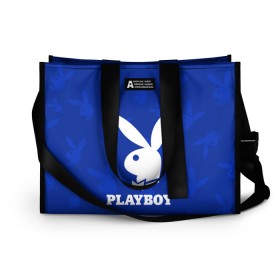 Сумка-шоппер 3D с принтом PLAYBOY в Рязани, 100% полиэстер | застегивается на металлическую кнопку; внутренний карман застегивается на молнию. Стенки укреплены специальным мягким материалом, чтобы защитить содержимое от несильных ударов
 | Тематика изображения на принте: brand | brazzers | fake taxi | faketaxi | hub | mode | playboy | бразерс | бренд | мода | фейк такси