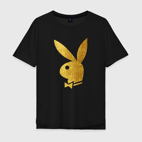 Мужская футболка хлопок Oversize с принтом PLAYBOY GOLD в Рязани, 100% хлопок | свободный крой, круглый ворот, “спинка” длиннее передней части | brand | brazzers | fake taxi | faketaxi | hub | mode | playboy | бразерс | бренд | мода | фейк такси