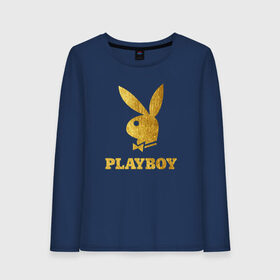 Женский лонгслив хлопок с принтом PLAYBOY GOLD в Рязани, 100% хлопок |  | Тематика изображения на принте: brand | brazzers | fake taxi | faketaxi | hub | mode | playboy | бразерс | бренд | мода | фейк такси