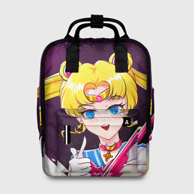 Женский рюкзак 3D с принтом Sailor Moon в Рязани, 100% полиэстер | лямки с регулируемой длиной, сверху ручки, чтобы рюкзак нести как сумку. Основное отделение закрывается на молнию, как и внешний карман. Внутри два дополнительных кармана, один из которых закрывается на молнию. По бокам два дополнительных кармашка, куда поместится маленькая бутылочка
 | anime | japan | manga | sailor moon | аниме | девочка | девушка | луна | лунная призма | манга | сейлор мун | сэйлор мун | япония