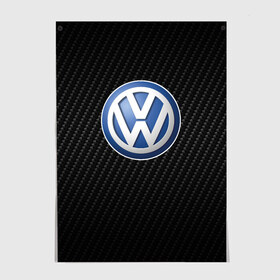 Постер с принтом Volkswagen Logo в Рязани, 100% бумага
 | бумага, плотность 150 мг. Матовая, но за счет высокого коэффициента гладкости имеет небольшой блеск и дает на свету блики, но в отличии от глянцевой бумаги не покрыта лаком | amarok | arteon | caravelle | golf | polo | scirocco | teramont | tiguan | to | touareg | transporter | volkswagen | vw | авто | автомобиль | ам | бренд | карбон | машина | машины | народный автомобиль | фольксваген