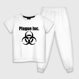 Детская пижама хлопок с принтом PLAGUE INC - (КОРОНАВИРУС). в Рязани, 100% хлопок |  брюки и футболка прямого кроя, без карманов, на брюках мягкая резинка на поясе и по низу штанин
 | Тематика изображения на принте: coronavirus | plague inc | plague inc: evolved | вирус в китае | кнр | коронавирус | плагуе инк | плагуе инк: эволвед | эпидемия