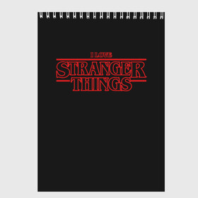 Скетчбук с принтом I Love Stranger Things в Рязани, 100% бумага
 | 48 листов, плотность листов — 100 г/м2, плотность картонной обложки — 250 г/м2. Листы скреплены сверху удобной пружинной спиралью | 11 | demogorgon | flayer | mind | netflix | retro | stranger | things | дастин | дела | демогоргон | оди | одиннадцать | очень | пожиратель | разума | ретро | стив | странные | хоппер | хоукинс