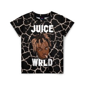 Детская футболка 3D с принтом Juice WRLD. в Рязани, 100% гипоаллергенный полиэфир | прямой крой, круглый вырез горловины, длина до линии бедер, чуть спущенное плечо, ткань немного тянется | Тематика изображения на принте: eminem | godzilla | juice wrld | rap | американский рэпер | годзила | зарубежный реп | маршалл брюс мэтерс | музыка | реп | рэпер | эминем