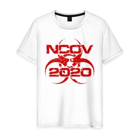 Мужская футболка хлопок с принтом nCoV 2020 в Рязани, 100% хлопок | прямой крой, круглый вырез горловины, длина до линии бедер, слегка спущенное плечо. | 2019   ncov | coronaviridae | coronavirus | covid | covid 19 | ncov | sars | virus | арт | биологическая опасность | болезнь | вирус | знак | карантин | корона | коронавирус | короновирус | мем | нков | нсов | пандемия | прикол | символ