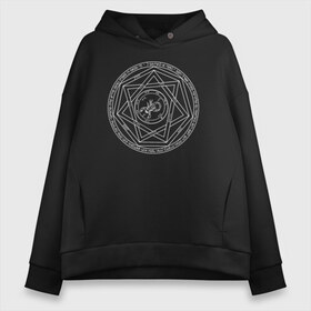 Женское худи Oversize хлопок с принтом Supernatural Heptagram в Рязани, френч-терри — 70% хлопок, 30% полиэстер. Мягкий теплый начес внутри —100% хлопок | боковые карманы, эластичные манжеты и нижняя кромка, капюшон на магнитной кнопке | Тематика изображения на принте: supernatural | vdzabma | сверхъестественное