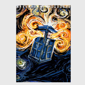 Скетчбук с принтом Van Gogh Tardis в Рязани, 100% бумага
 | 48 листов, плотность листов — 100 г/м2, плотность картонной обложки — 250 г/м2. Листы скреплены сверху удобной пружинной спиралью | david tennant | doctor who | jodie whittaker | matt smith | space | tardis | time | время | девид теннант | джоди уиттакер | доктор | доктор кто | космос | мэтт смит | тардис