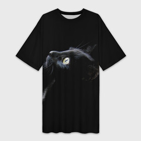 Платье-футболка 3D с принтом Кот в Рязани,  |  | Тематика изображения на принте: animal | animals | beast | black | cat | kitten | британец | британка | животное | животные | зверек | зверь | кот | котейка | котенок | котики | котэ | кошка | кошки | черная