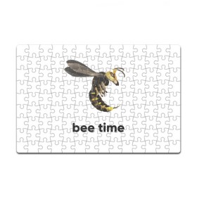Пазл магнитный 126 элементов с принтом Bee time в Рязани, полимерный материал с магнитным слоем | 126 деталей, размер изделия —  180*270 мм | bee | bee time | sting | tranimals | wings | жало | оса | пчела | шершень
