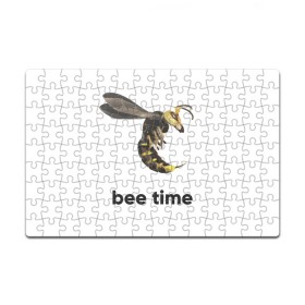 Пазл магнитный 126 элементов с принтом Bee time в Рязани, полимерный материал с магнитным слоем | 126 деталей, размер изделия —  180*270 мм | Тематика изображения на принте: bee | bee time | sting | tranimals | wings | жало | оса | пчела | шершень