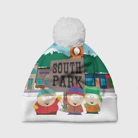 Шапка 3D c помпоном с принтом ЮЖНЫЙ ПАРК | SOUTH PARK (Z) в Рязани, 100% полиэстер | универсальный размер, печать по всей поверхности изделия | Тематика изображения на принте: kenny | south park | кенни | мультфильмы | южный парк