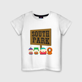 Детская футболка хлопок с принтом South Park. в Рязани, 100% хлопок | круглый вырез горловины, полуприлегающий силуэт, длина до линии бедер | Тематика изображения на принте: south park | американская культура | американский мультсериал | колорадо | пародия | саус парк | саут парк | черный юмор | четыре мальчика | шоу | южный парк