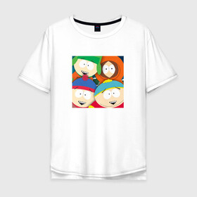 Мужская футболка хлопок Oversize с принтом South Park в Рязани, 100% хлопок | свободный крой, круглый ворот, “спинка” длиннее передней части | park | south | south park | картман | кени | они убили кени | парк | сволочи | южный | южный парк