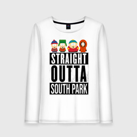 Женский лонгслив хлопок с принтом SOUTH PARK в Рязани, 100% хлопок |  | animation | cartman | colorado | eric | gangsta | hip hop | kenny | n.w.a | san | south park | usa | жесть | кайл | картман | кенни | мультфильмы | шикарно | эрик | южный парк