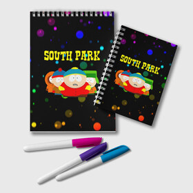 Блокнот с принтом South Park в Рязани, 100% бумага | 48 листов, плотность листов — 60 г/м2, плотность картонной обложки — 250 г/м2. Листы скреплены удобной пружинной спиралью. Цвет линий — светло-серый
 | Тематика изображения на принте: south park | американская культура | американский мультсериал | колорадо | пародия | саус парк | саут парк | черный юмор | четыре мальчика | шоу | южный парк