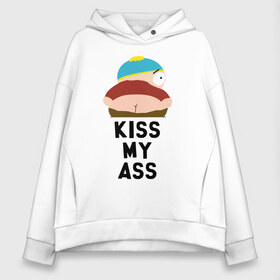 Женское худи Oversize хлопок с принтом KISS MY ASS в Рязани, френч-терри — 70% хлопок, 30% полиэстер. Мягкий теплый начес внутри —100% хлопок | боковые карманы, эластичные манжеты и нижняя кромка, капюшон на магнитной кнопке | cartman | kenny | park | south | southpark | картман | кенни | мульт | мультик | парк | персонаж | персонажи | сериал | южный