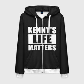 Мужская толстовка 3D на молнии с принтом KENNYS LIFE MATTERS в Рязани, 100% полиэстер | длина до линии бедра, манжеты и пояс оформлены мягкой тканевой резинкой, двухслойный капюшон со шнурком для регулировки, спереди молния, по бокам два кармана | cartman | kenny | park | south | southpark | картман | кенни | мульт | мультик | парк | персонаж | персонажи | сериал | южный