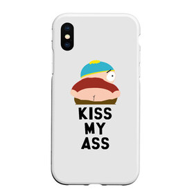 Чехол для iPhone XS Max матовый с принтом Kiss My Ass в Рязани, Силикон | Область печати: задняя сторона чехла, без боковых панелей | cartman | kenny | park | south | southpark | картман | кенни | мульт | мультик | парк | персонаж | персонажи | сериал | южный