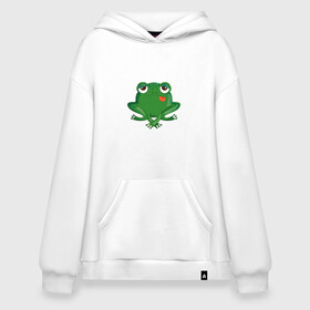 Худи SuperOversize хлопок с принтом Who let the frogs out?  в Рязани, 70% хлопок, 30% полиэстер, мягкий начес внутри | карман-кенгуру, эластичная резинка на манжетах и по нижней кромке, двухслойный капюшон
 | жаба | лягушка