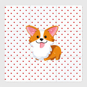 Магнитный плакат 3Х3 с принтом Корги в Рязани, Полимерный материал с магнитным слоем | 9 деталей размером 9*9 см | Тематика изображения на принте: corgi | корги | маленькая собачка | милый | милый корги | рыжая | рыжая собачка | собака | собачка | такси