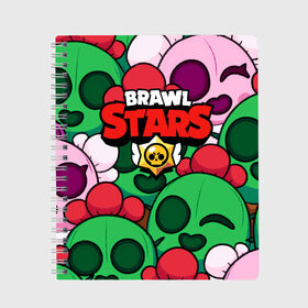 Тетрадь с принтом BRAWL STARS в Рязани, 100% бумага | 48 листов, плотность листов — 60 г/м2, плотность картонной обложки — 250 г/м2. Листы скреплены сбоку удобной пружинной спиралью. Уголки страниц и обложки скругленные. Цвет линий — светло-серый
 | Тематика изображения на принте: 8 bit | barley | brawl stars | brock | bull | colt | crow | dynamike | frank | jessie | leon | nita | барли | бравл старс | брок | булл | ворон | джесси | динамайк | кольт | леон | фрэнк